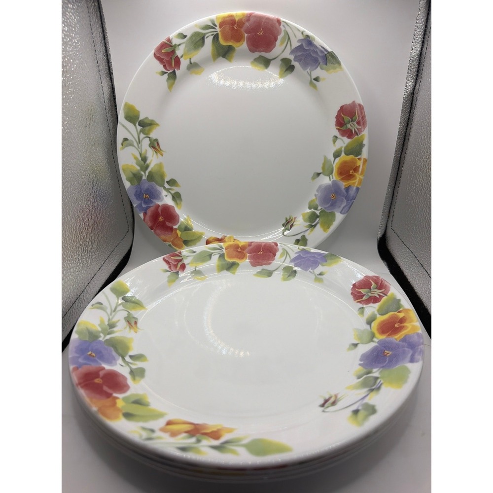 5 Corelle Summer Blush Pansy Floral Dinner Plate - 10 1/4"
